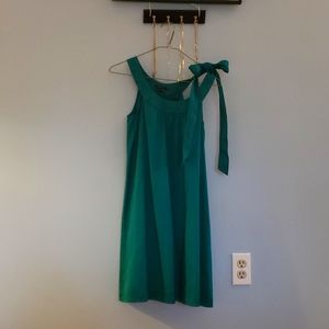 Theory Steffen W Attempt Silk Dress Bow Shoulder Teal green